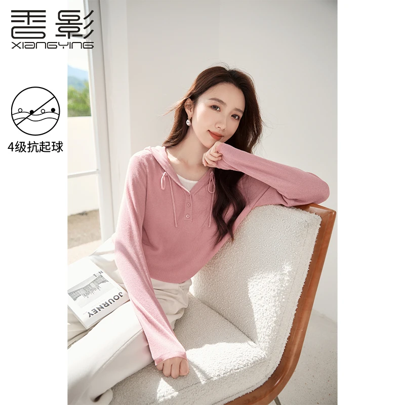 N843172毛针织衫 香影针织卫衣女连帽2024秋装新款长袖休闲