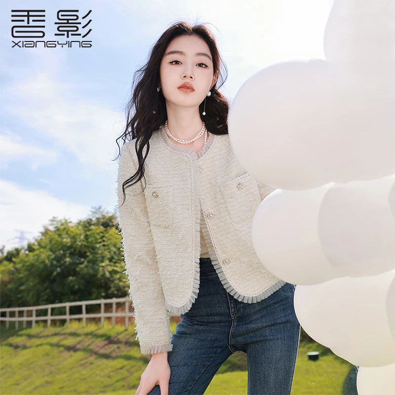 J833150短外套 香影小香风外套女2023秋季新款米白气质精致名媛