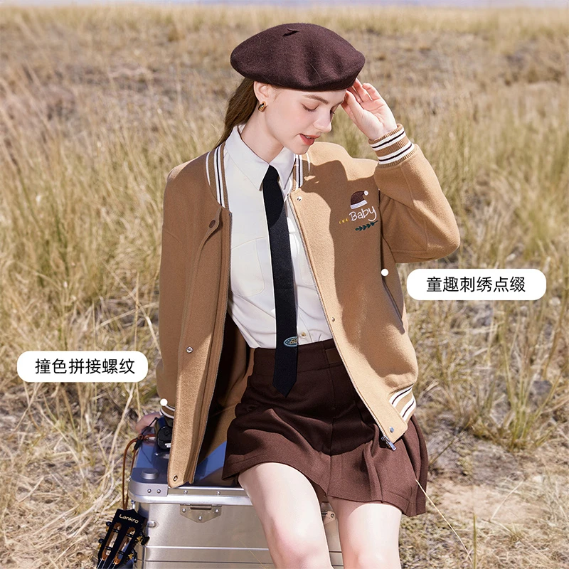 【小余专属】V634636毛呢外套香影棒球服外套女2024冬季新款