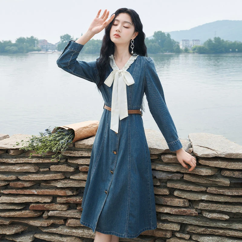 【强哥专属】Q643628连衣裙 香影法式牛仔连衣裙女秋季新款高级感