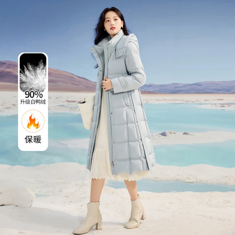 Y644664羽绒服 香影白鸭绒羽绒服女24年冬季新款收腰中长款外套