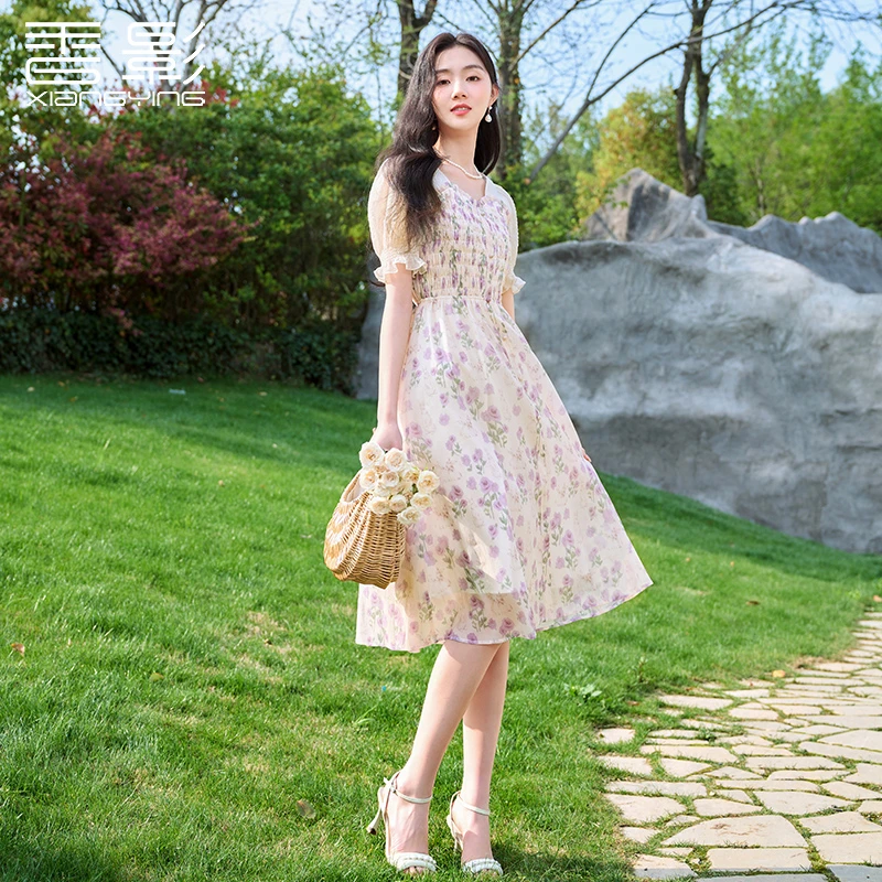 【赵老板专属】Q832357连衣裙 香影碎花连衣裙女夏装新款抽褶高