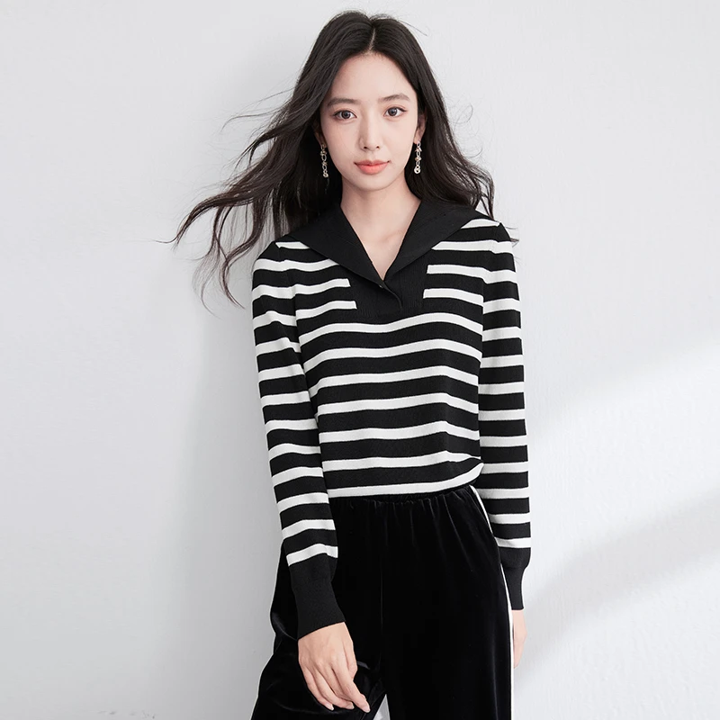【强哥专属】Z4011049毛针织衫 香影条纹针织衫女套头年秋冬季新