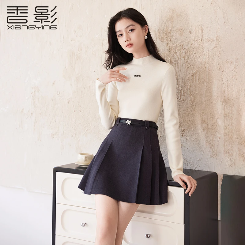 N844355毛针织衫 香影【高级感】半高领针织打底衫女2024秋冬季新