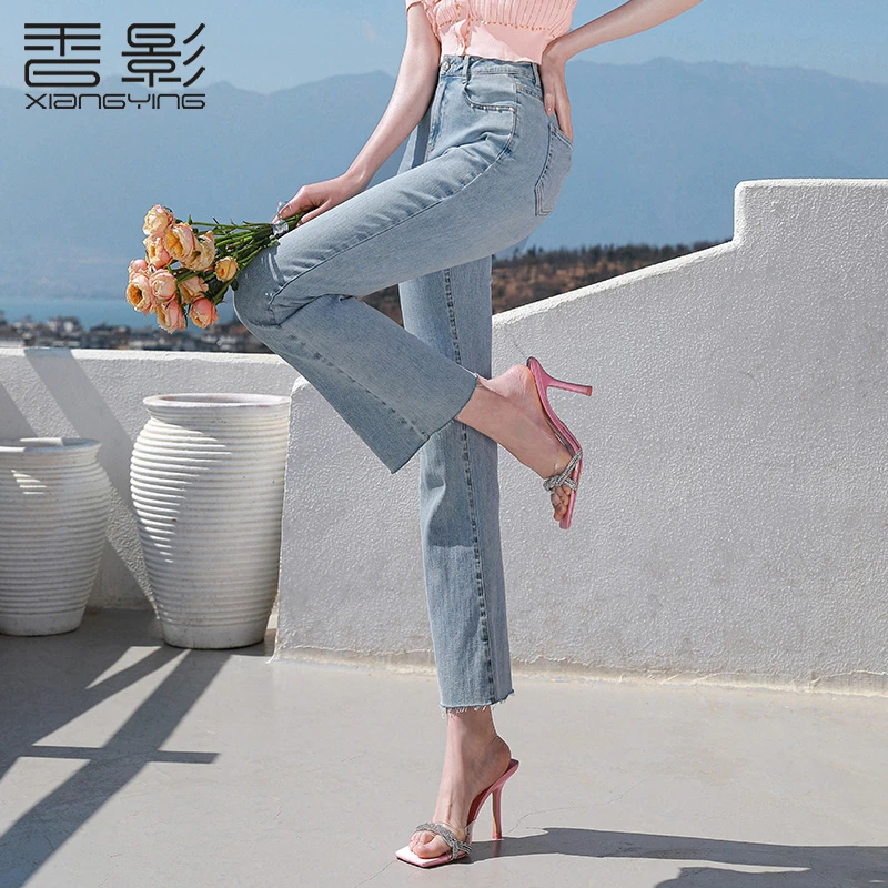 K632707牛仔裤 香影微喇牛仔裤女高腰2023年夏装新款休闲裤子春秋