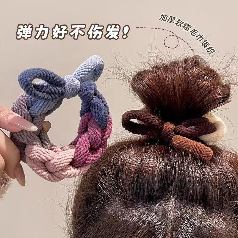 高颜值编织发圈网红加粗加厚橡皮筋女生扎头发绳高弹耐用头绳发饰
