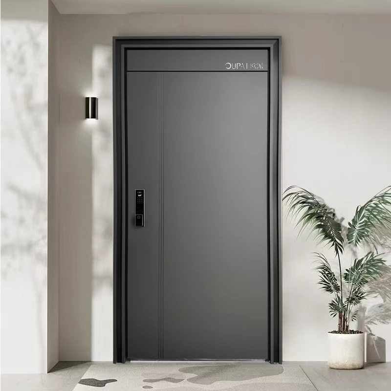 oupai/欧派入户门奶油风双色门4级入户智能门锌合金安全门-JY01