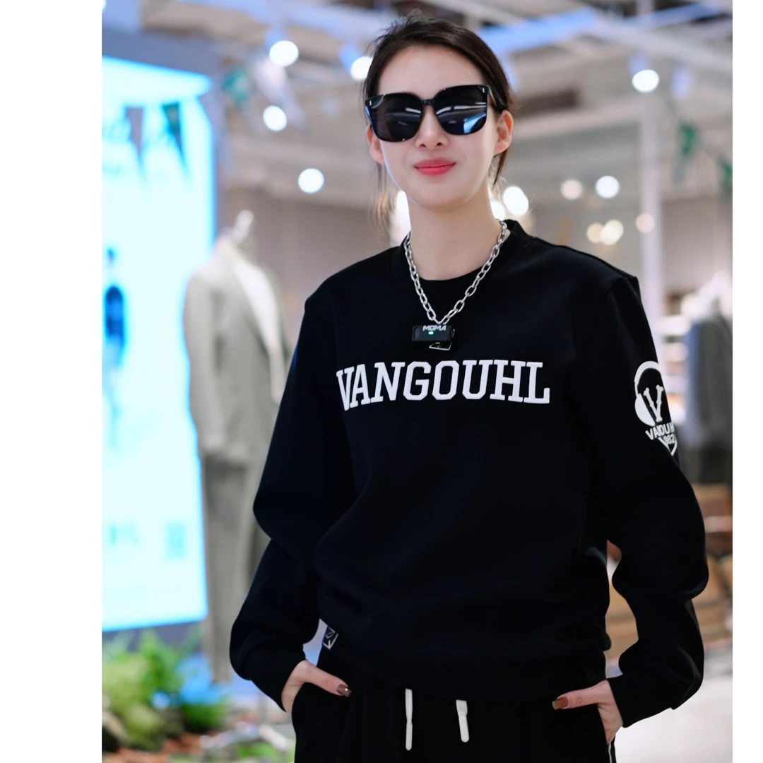 男士秋冬加厚长袖3D字母刺绣简约百搭修身卫衣