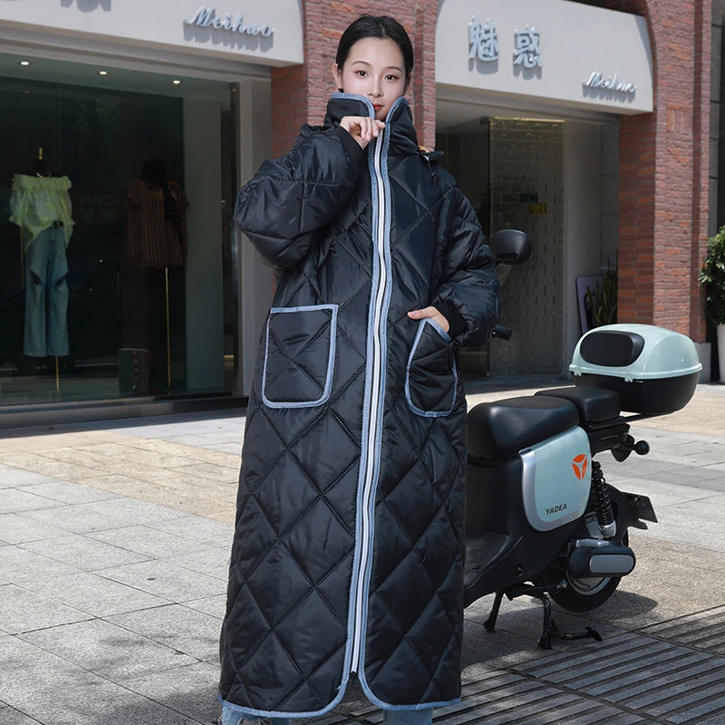 冬款骑行电动车挡风衣防寒服保加厚绒电瓶车挡风衣防风衣保暖骑车