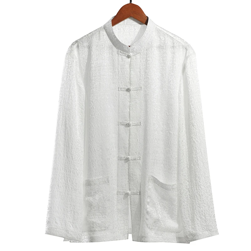 N22C295【男款】2022春夏新款桑蚕丝冠乐绉长袖上衣衬衫