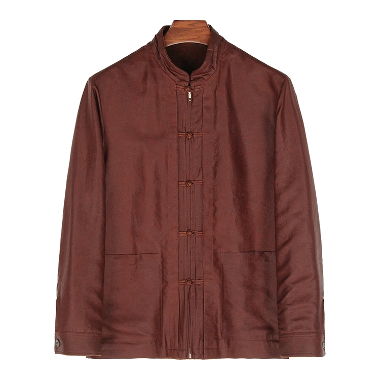 88850 男士双层双面穿立领外套 桑蚕丝龟纹红云纱新中式复古上衣