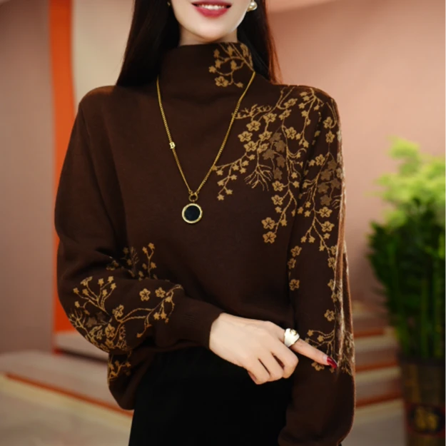 【艾琳凯】2025秋冬新款时尚长袖气质洋气高领毛衣YMS027