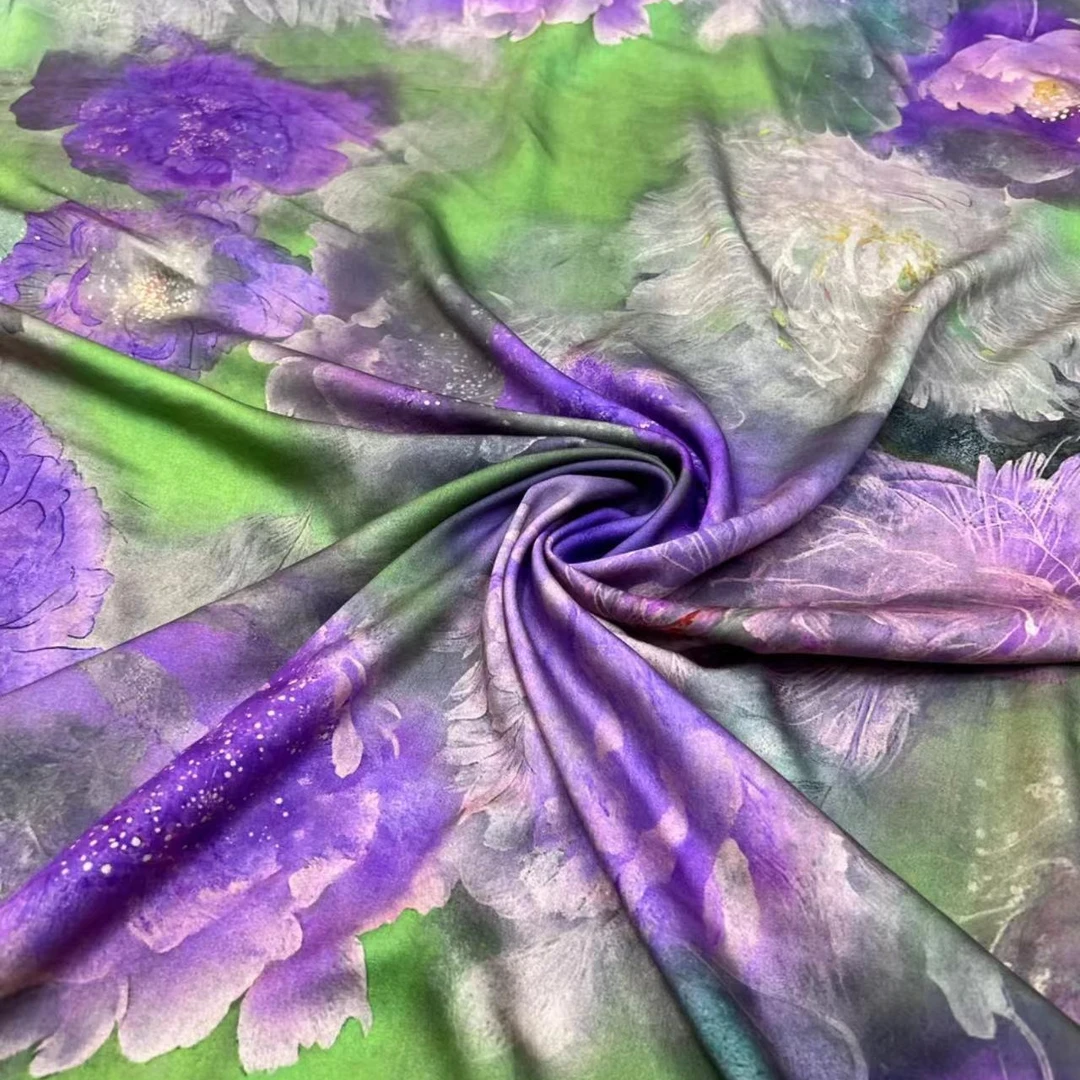 紫檀花 丝光棉贡缎棉绸面料