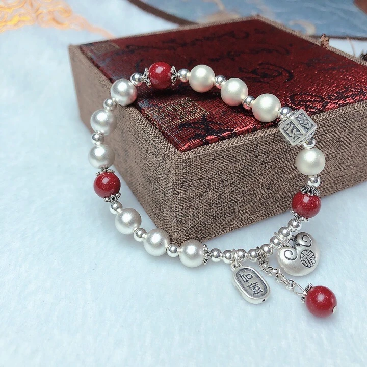 足银手链 999银女古风转运珠手串本命年纪念闺蜜款手工百搭时尚