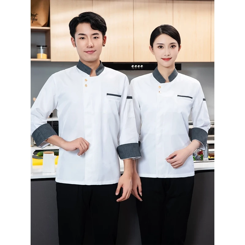 餐饮厨师服工作服男秋冬装长袖酒店火锅烧烤饭店厨房烘焙衣服定制