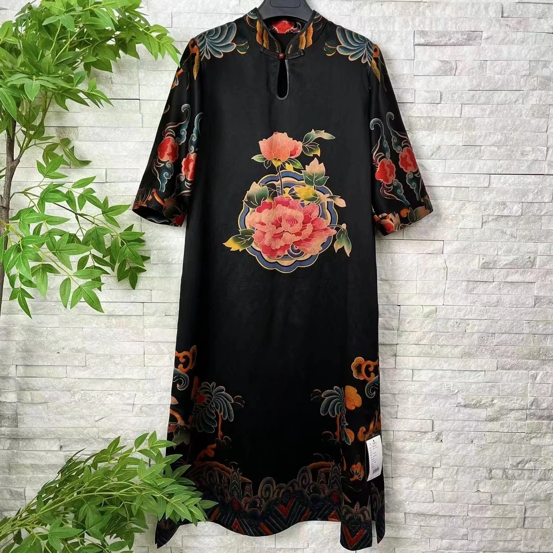 【华袍丝绸】复古新中式提花气质设计时尚中国风中长款JXSC-16816