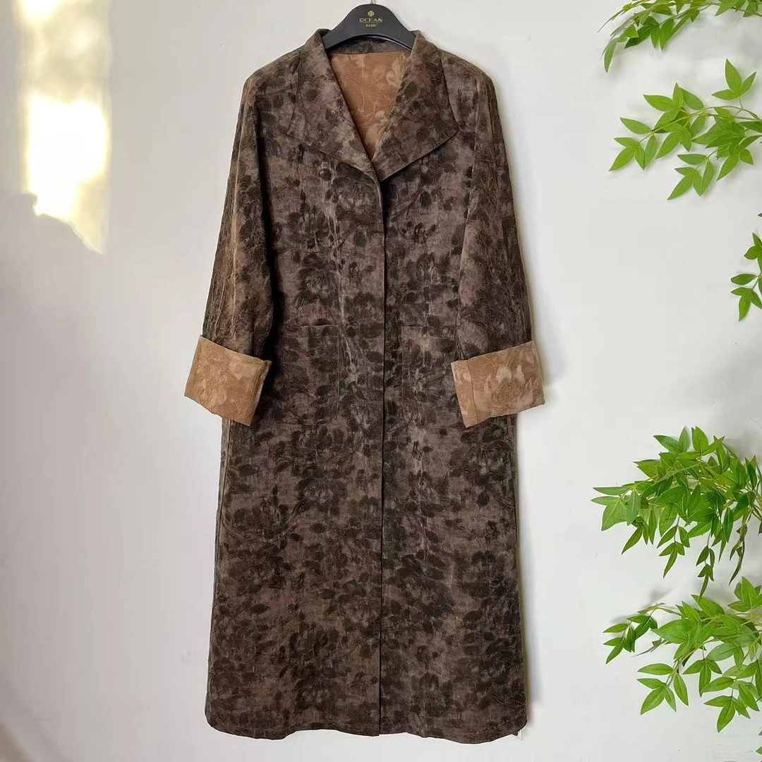 【华袍丝绸】时尚百搭国风中式精致洋气款欧货风衣CHH-40313