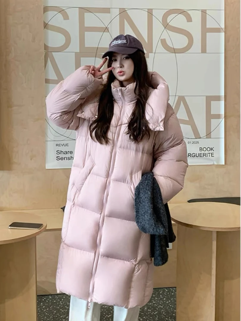 【丽公主专属】8819长款极寒泡芙系列时尚百搭95白鸭绒连帽羽绒服