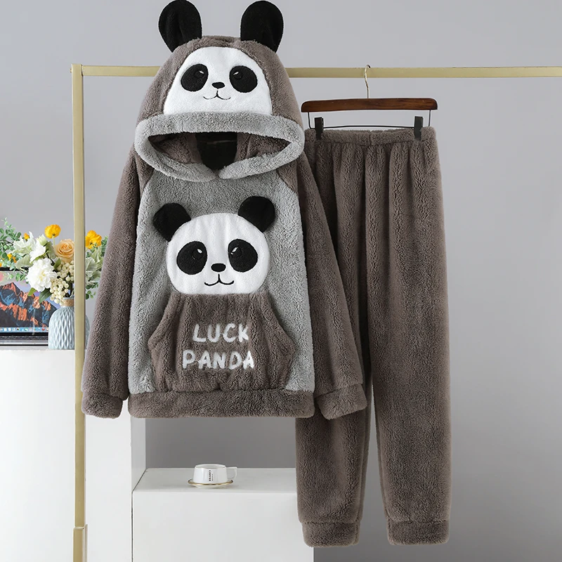 2014年冬款男士睡衣加厚大码法兰绒青年学生可外穿卡通家居服套装