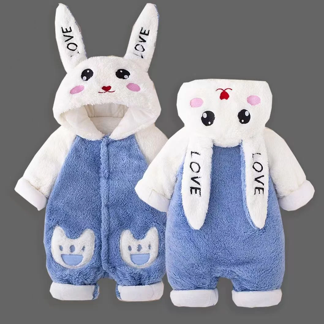 婴儿连体衣服秋冬季宝宝冬装棉衣新生儿哈衣加厚爬服外出抱服网红