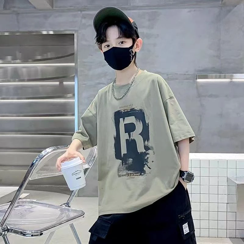 男童夏装短袖T恤2024新款儿童半袖男孩中大童休闲上衣帅气韩版潮t