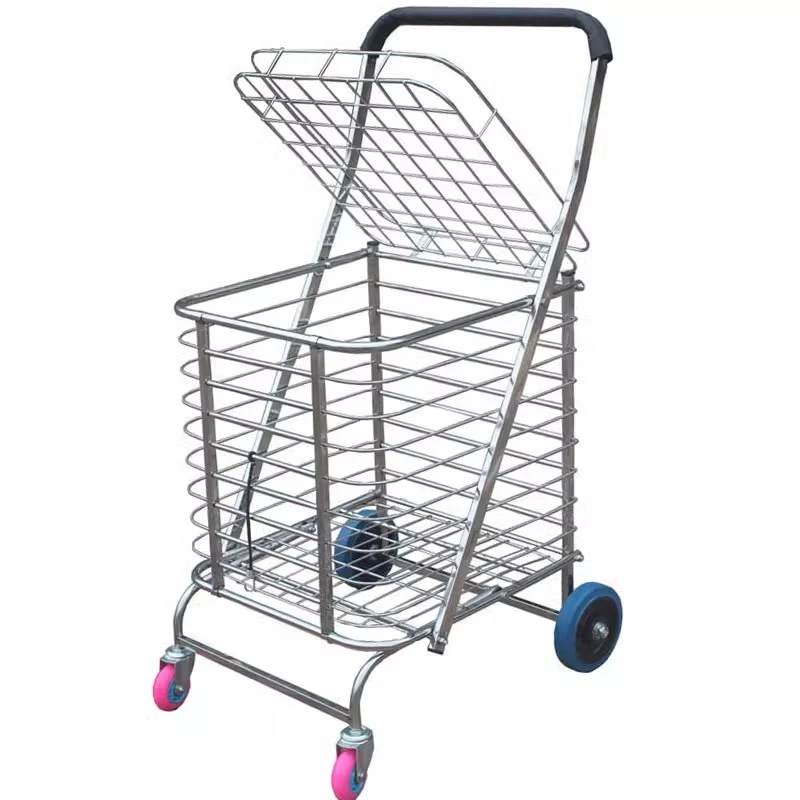 不锈钢买菜车大号购物手拖车小拉车便携折叠老人推车超市食堂推车