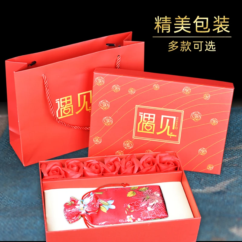 创意礼盒绿檀木梳子礼品盒桃木梳黑檀香木梳按摩梳子包装送人布袋