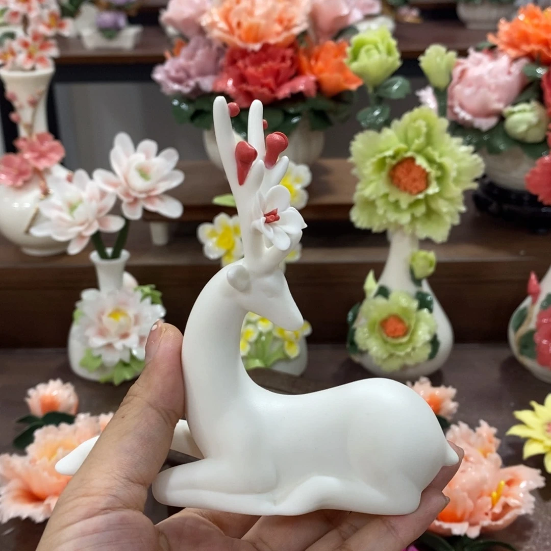 摆件陶瓷手工花摆件