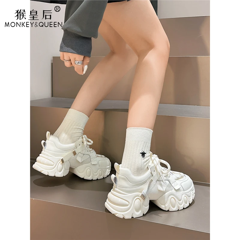 松糕厚底老爹鞋百搭爆款超火小众潮鞋2025白鞋新款真皮运动休闲