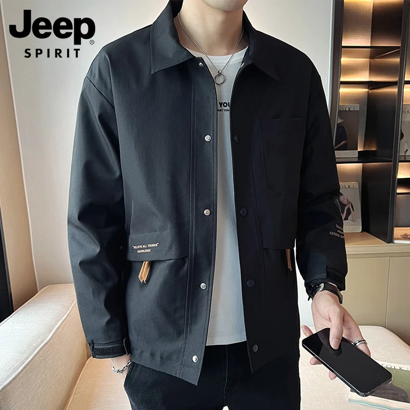 JEEPSPIRIT吉普男士工装夹克男款秋冬轻奢男装外套百搭翻领外衣男
