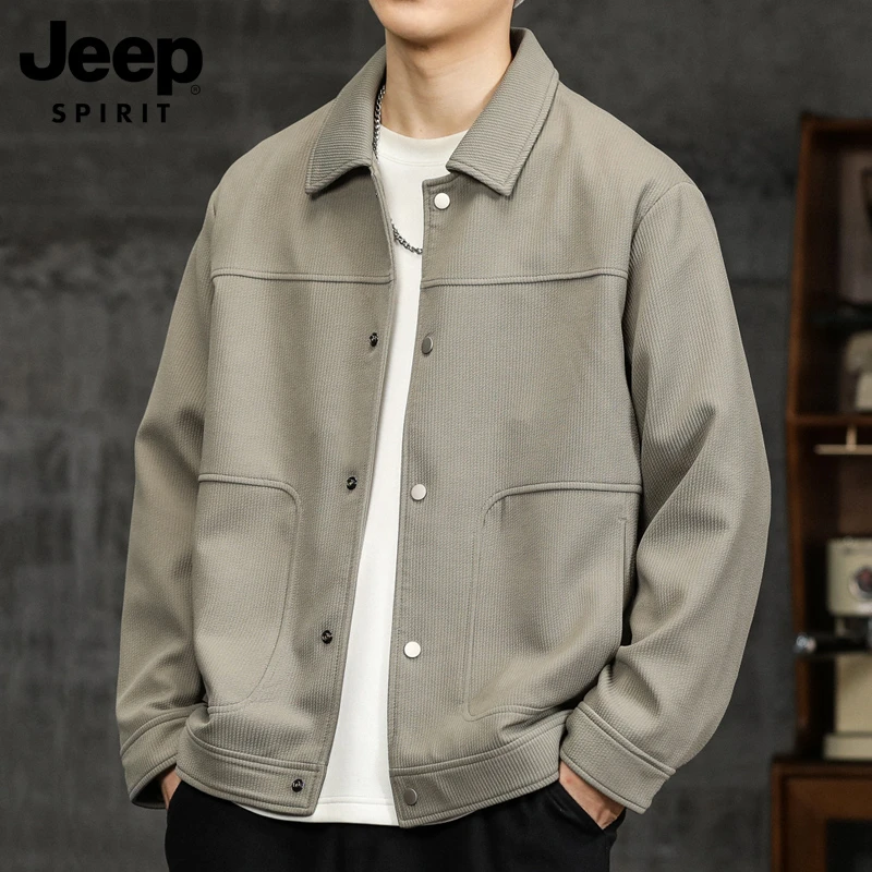 JEEPSPIRIT吉普男士秋季休闲夹克男款宽松男装春秋外套男潮流外衣