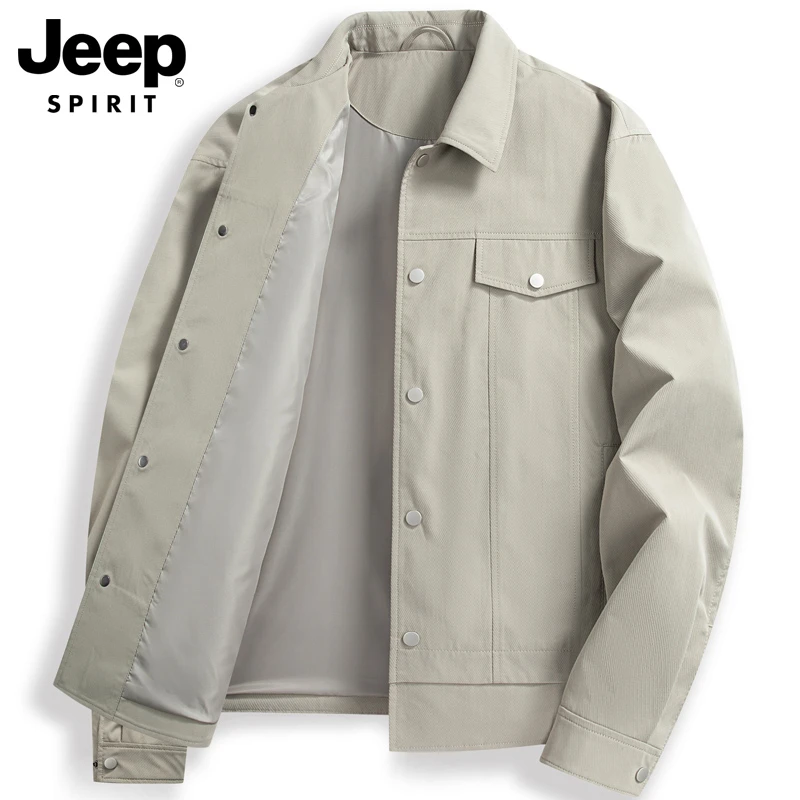 JEEPSPIRIT男士夹克秋季飞行员外套男款秋冬款百搭休闲翻领外衣男