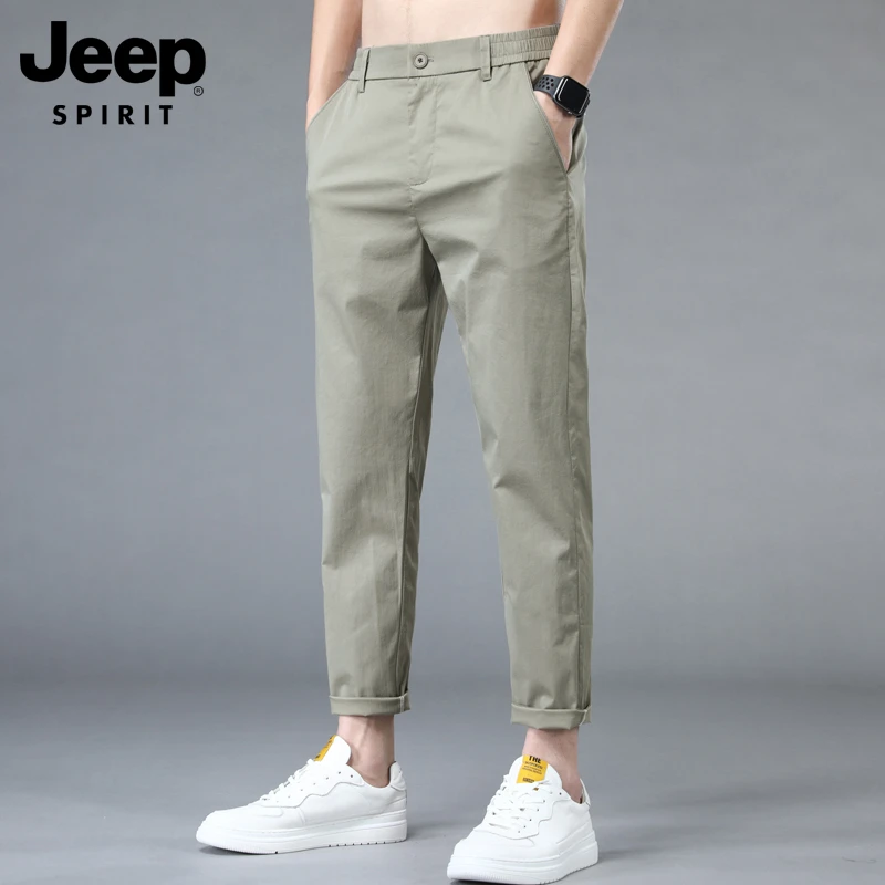 JEEPSPIRIT吉普九分休闲裤男款修身男裤男士直筒秋冬季百搭裤子男