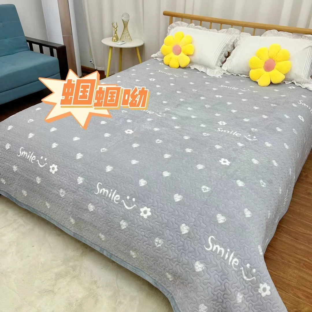 【心动灰】生姜暖绒 柔软双面加厚牛奶绒床盖孤品微瑕