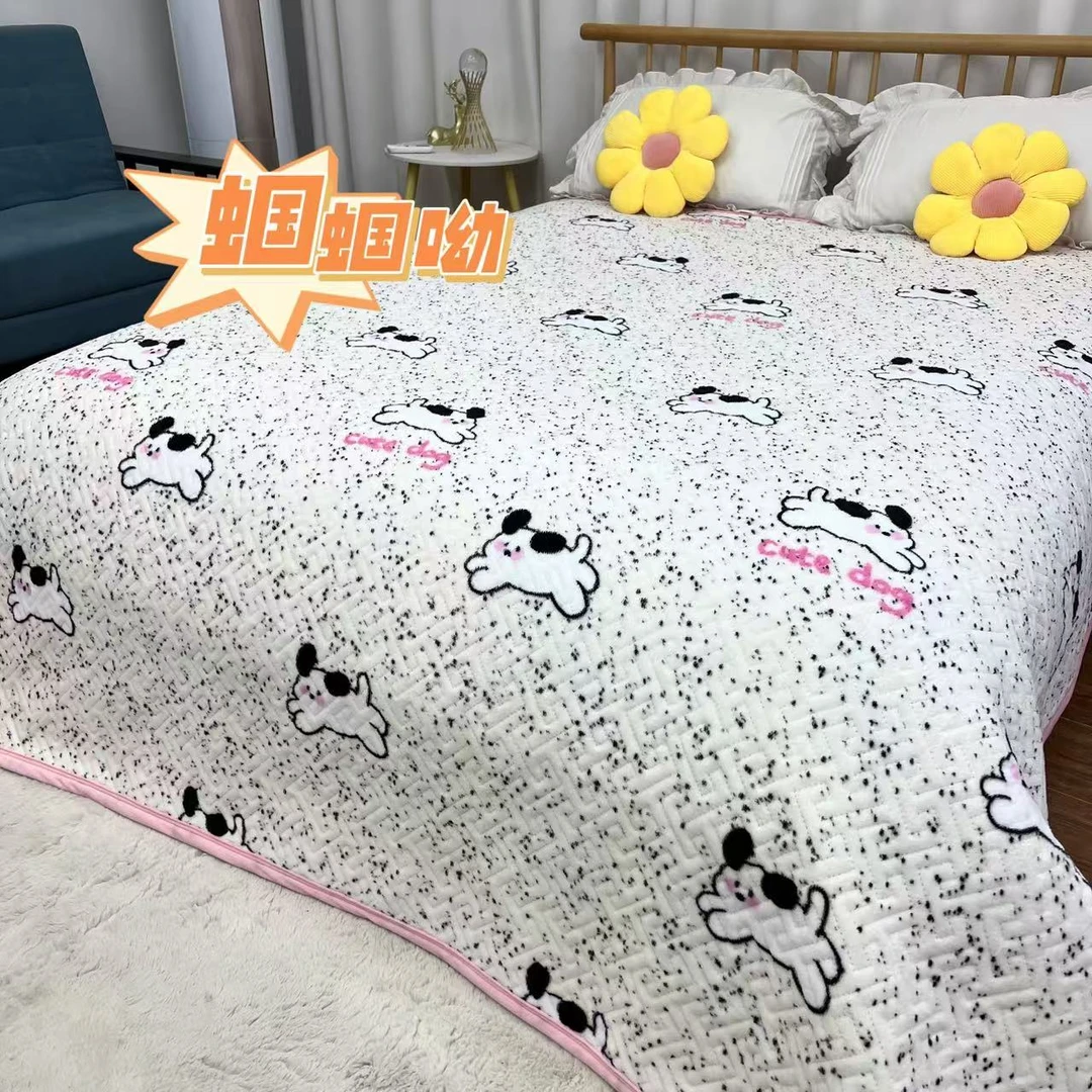 【旺仔】生姜暖绒 双面加厚亲肤牛奶绒床盖微瑕