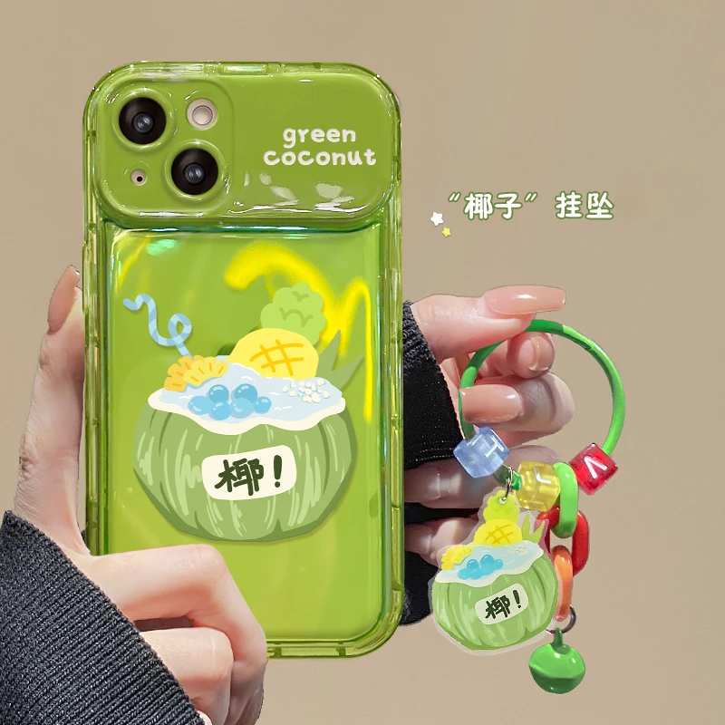 椰子水果冰适用苹果14/华为/vivo小米oppo翻盖镜子iPhone15手机壳