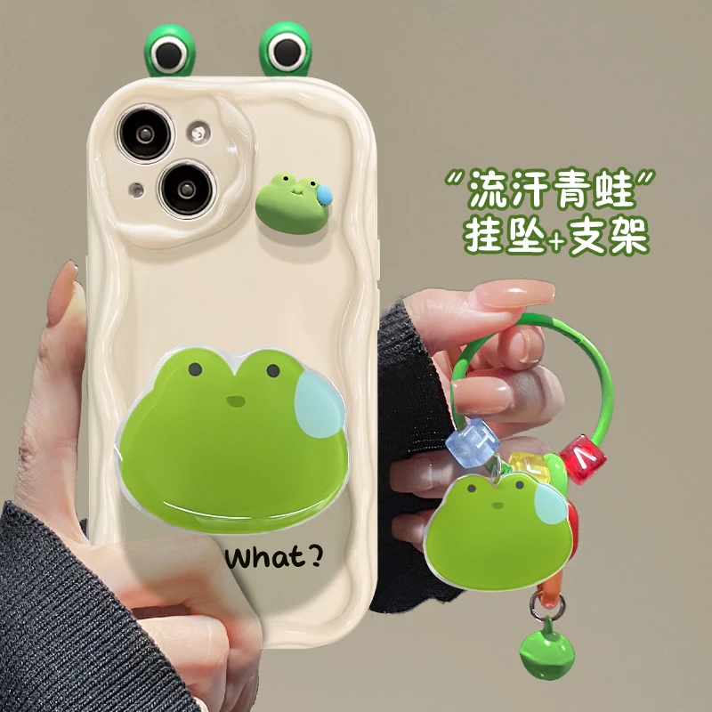 可爱动物青蛙适用苹果vivo华为oppo小米iPhone15新款小众手机壳