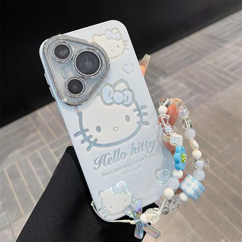 适用华为pura70手机壳mate60pro+蓝色镂空KT猫头像mate40e/50pro