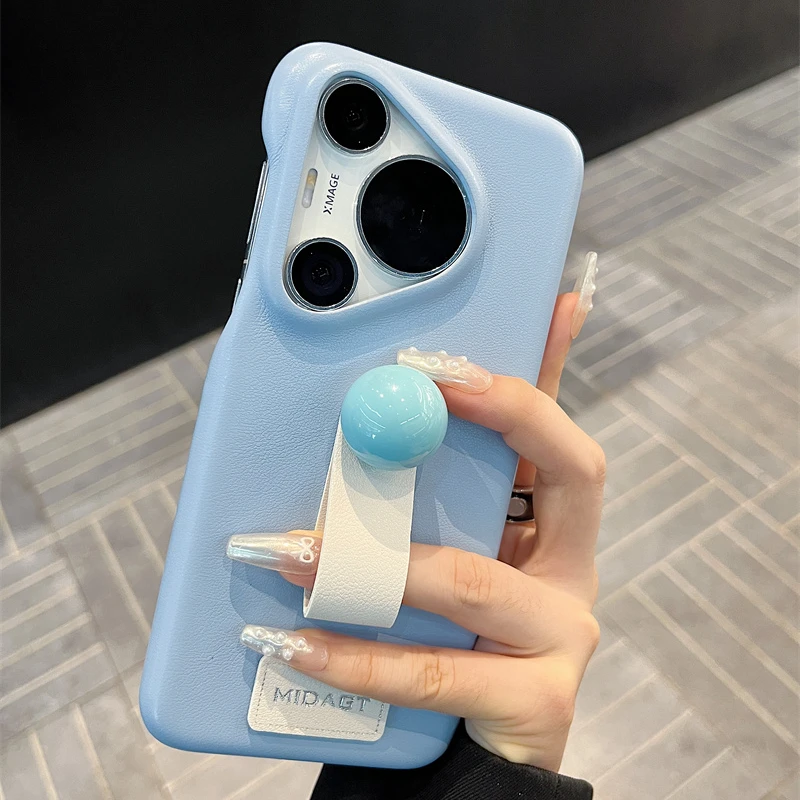 适用华为Pura70pro+手机壳mate60pro纯色皮纹指环扣mate50/40/30