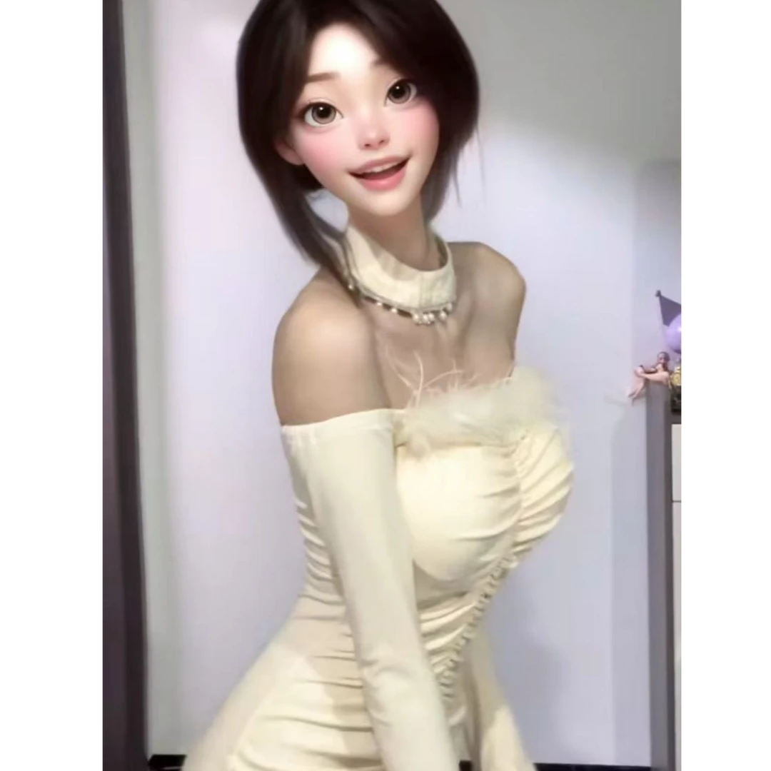 白白【梦之境】秋冬新款小众修身显瘦包臀纯欲连衣裙SBBJL406651