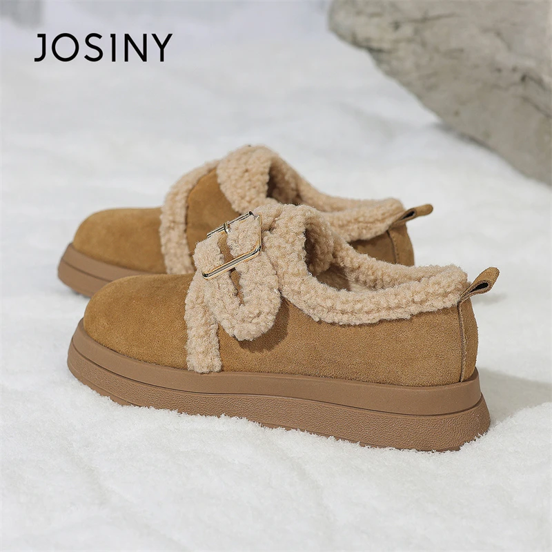 卓诗尼厚底毛毛鞋女2025年秋冬新款懒人一脚蹬豆豆鞋加绒保暖棉鞋