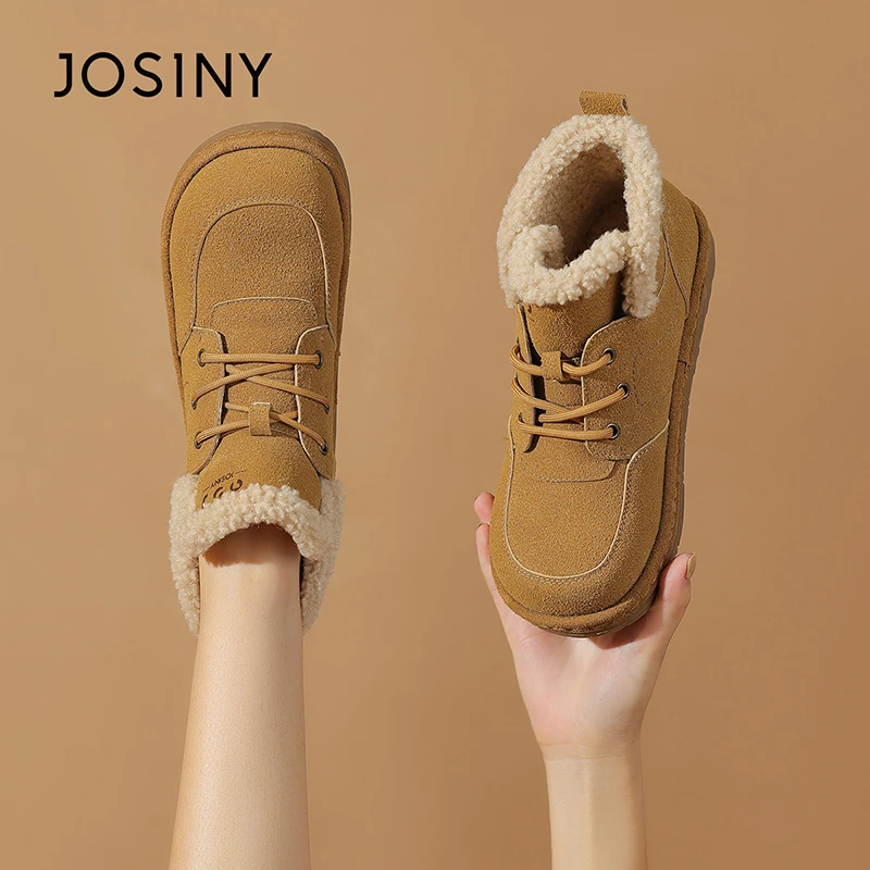 卓诗尼加绒高帮棉靴女2025新款冬季厚底防滑雪地靴复古东北大棉鞋