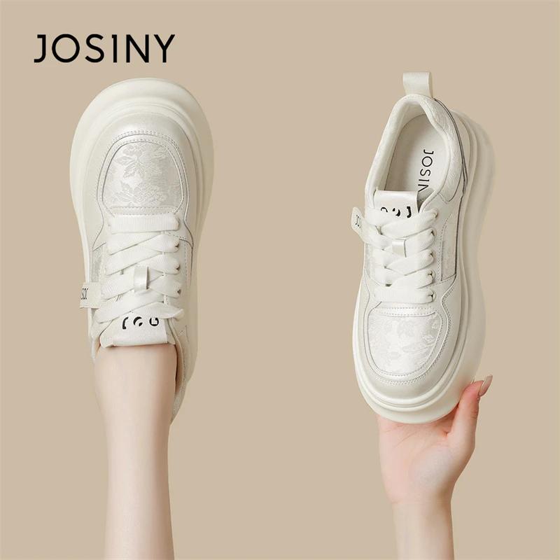 卓诗尼国风小白鞋女2025春季新款新中式潮流百搭单鞋国潮厚底板鞋