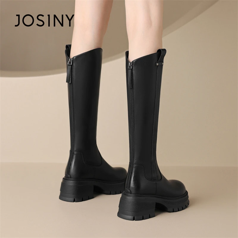 卓诗尼女靴2025新款秋冬季加绒靴子女小个子长靴长筒骑士靴高筒靴