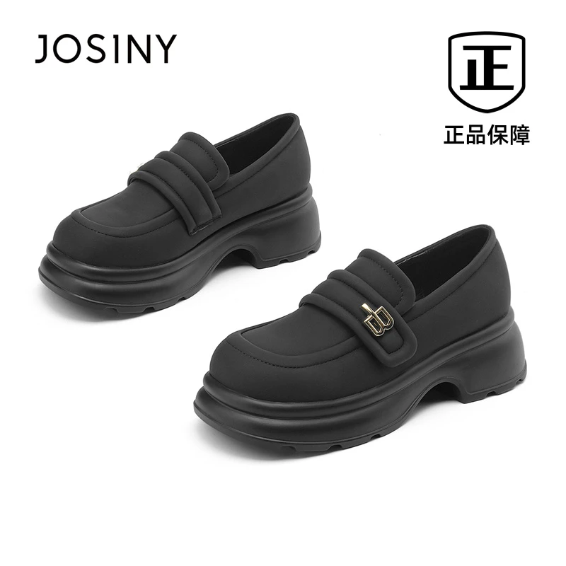 卓诗尼爆款厚底复古乐福鞋女春季百搭英伦一脚蹬气质配裙jk小皮鞋