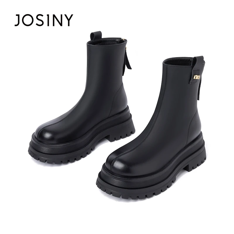 卓诗尼洋气小短靴女英伦风马丁靴高帮厚底加绒棉鞋冬季东北雪地靴