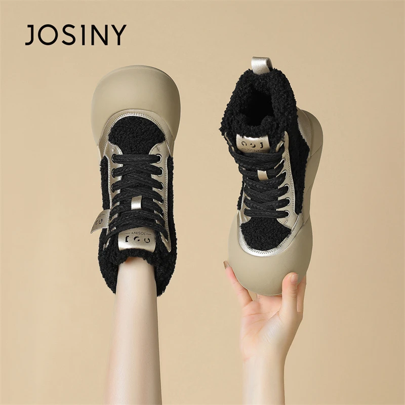 卓诗尼厚底雪地靴女款冬季加绒加厚2025新款休闲短靴冬款高帮棉鞋