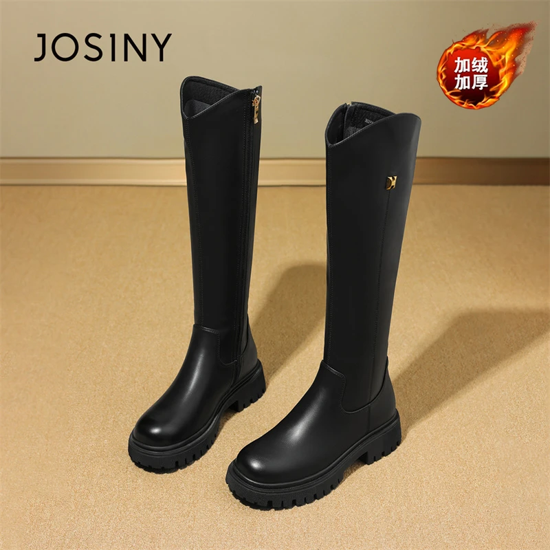 卓诗尼皮毛一体马丁靴女2025年冬季厚底加绒棉靴保暖复古时装靴