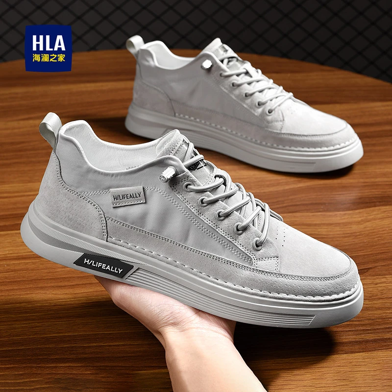 HLA/海澜之家2023新品潮鞋帆布男士春季潮流小白鞋百搭时尚休闲鞋
