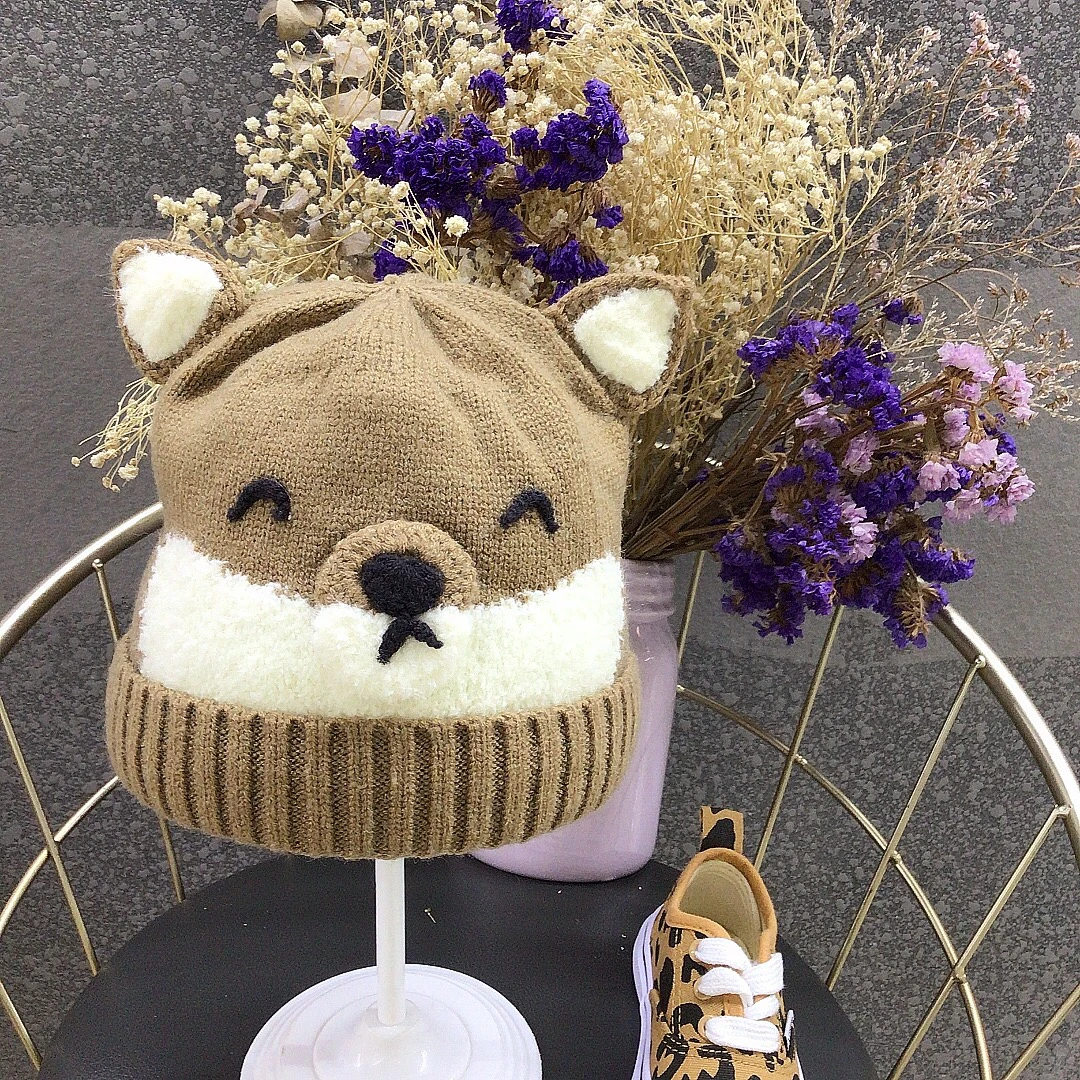 5-18月卡通护耳帽韩版秋冬季保暖帽子宝宝套头帽儿童帽加绒加厚